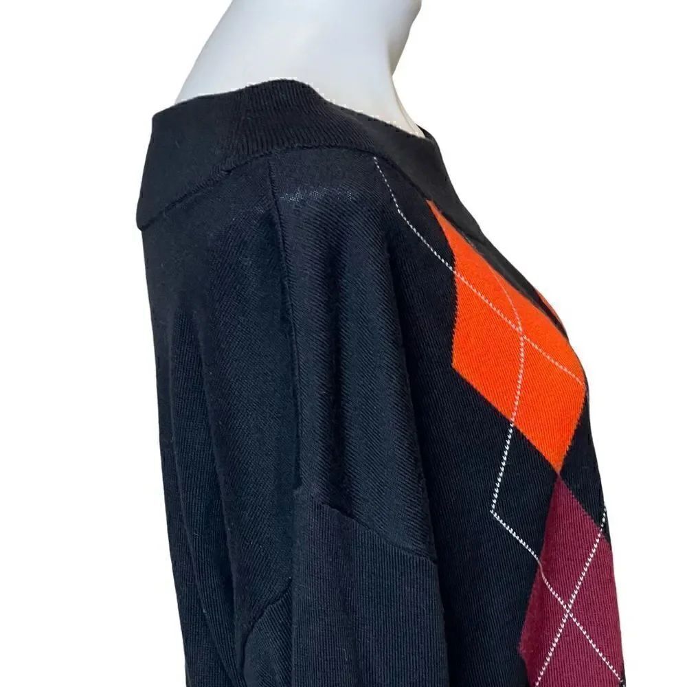 Express black argyle preppy sweater size S - Picture 7 of 15